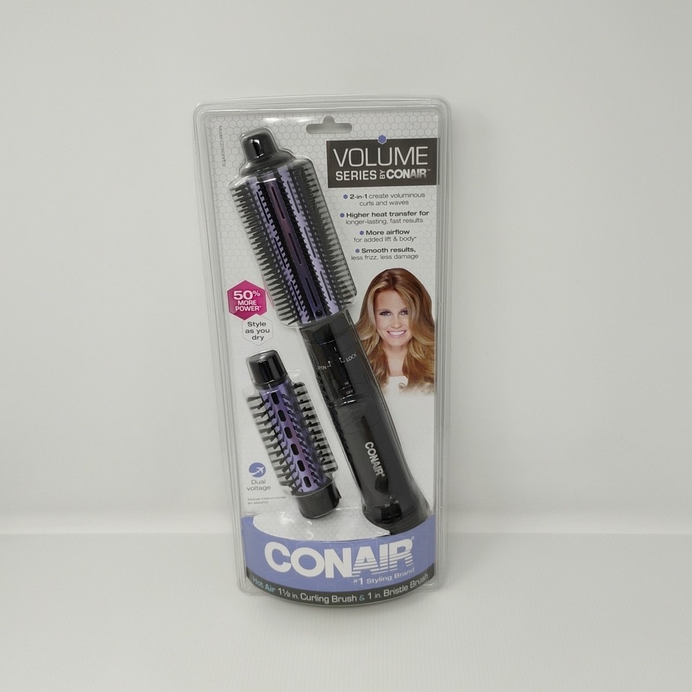 Conair Volume Series Hot Air 1.5" Curling & 1" Bristle Brush‎ Purple NEW
